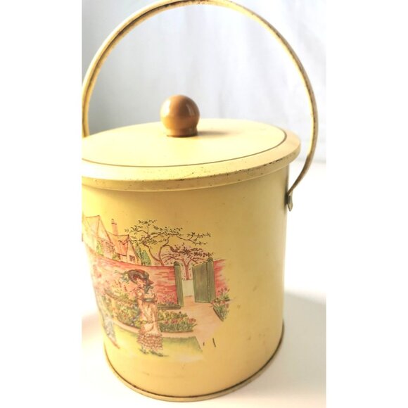 VINTAGE Kate Greenaway Collection Tin Pail Moisture Control Lid U.K. Patent - Picture 2 of 10